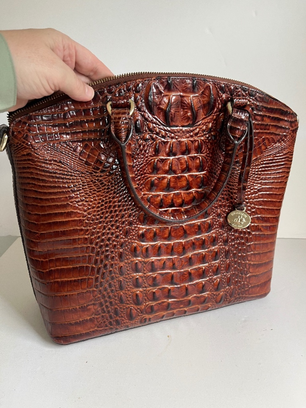 Brahmin Duxbury Satchel in Pecan Melbourne, Medium